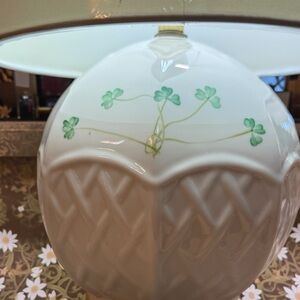 Belleek Ireland Shamrock Table Lamp with Shade Irish Traditional Green